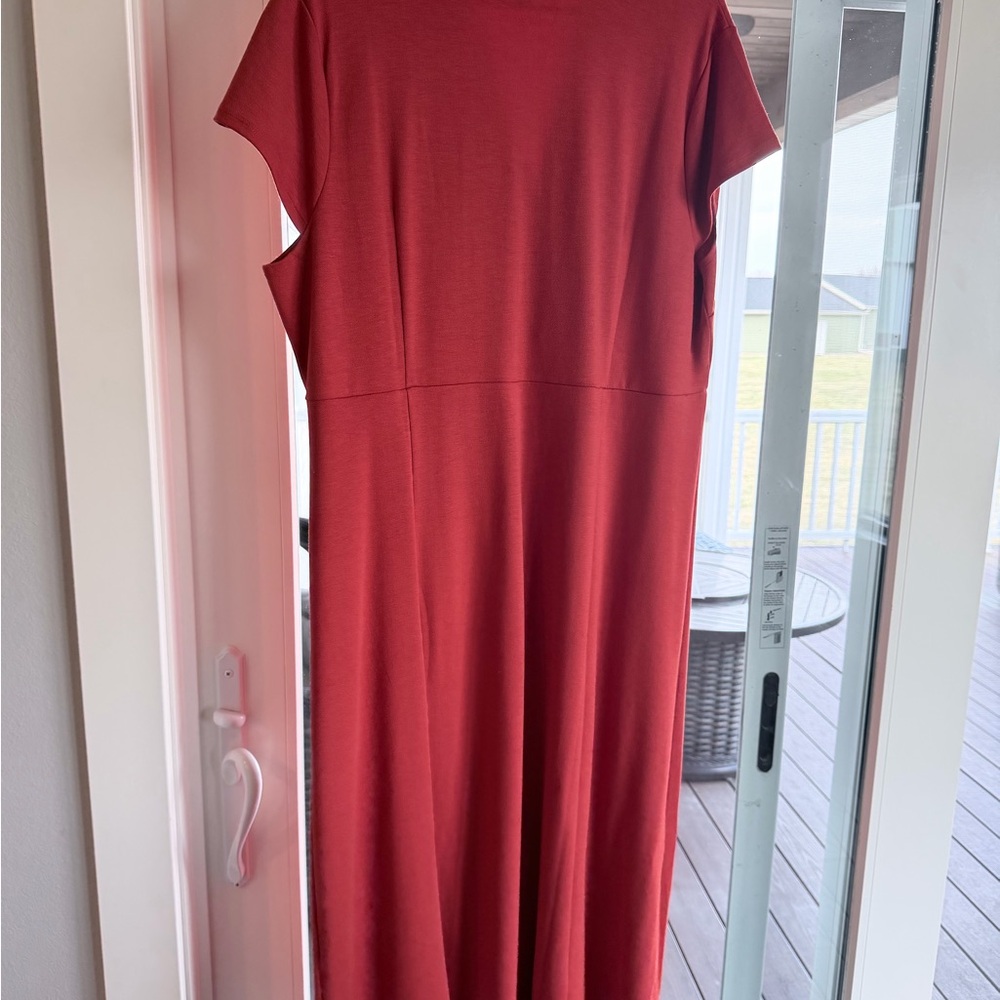 J. Jill Scoop V-Neck Maxi Dress in Deep Rust - Picture 3 of 4